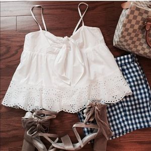 J Crew Knot Front Eyelet Camisole